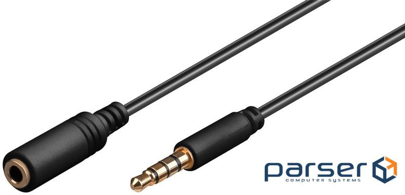 Кабель аудіо-подовжувач Jack 3.5mm 4pin M / F 1.5m, Shielded Cu, чорний (75.06.2478-100)