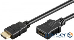 Кабель монітора-подовжувач HDMI M/F 5.0m,HS+HEC+ARC D=6.0mm 4K@60Hz Gold,чорний (75.06.1313-1) (75.06.1313-1)