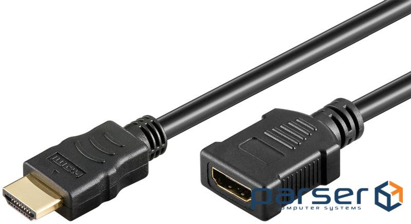 Кабель монітора-подовжувач HDMI M/F 5.0m,HS+HEC+ARC D=6.0mm 4K@60Hz Gold,чорний (75.06.1313-1) (75.06.1313-1)