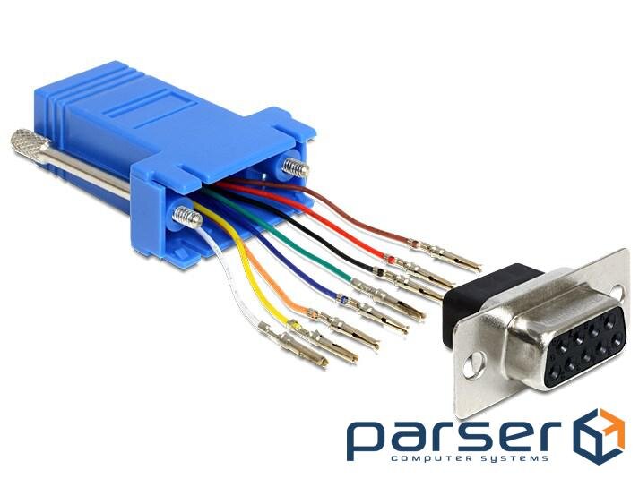 Hardware adapter COM(DB9)-RJ45 UTP5e F/F,Assemble Kit (RS232 over TP),blue (62.09.8014-1)