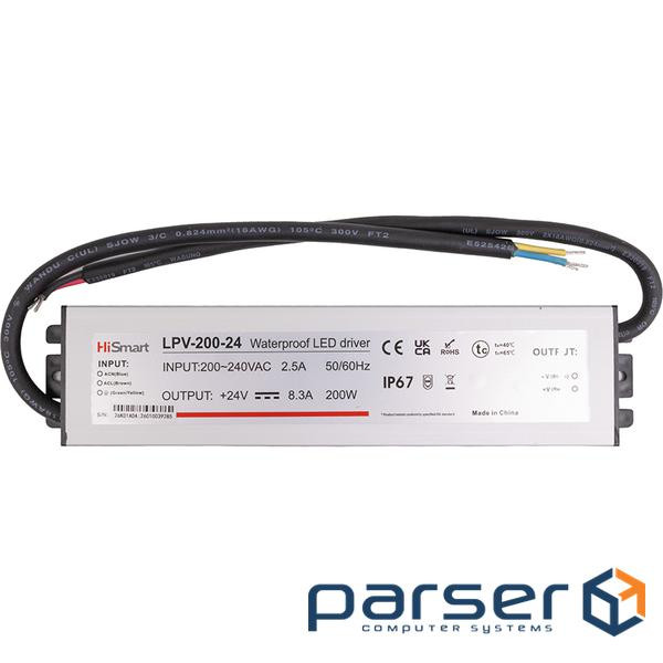 Блок питания HiSmart 24V, 8.3A, 200W, IP67 (LPV-200-24)