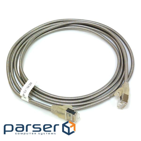 FTP patch cord, 2 m, cat. 6A, reinforced, silver (PAFT7200-C6a-MS)