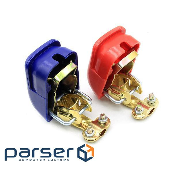 Клема для свинцево-кислотного акумулятора D1, метал + планкована мідь 1,5мм, 2 штуки в уп (YT-39430) (YT-39430)