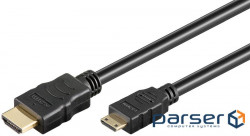 Кабель монітора-сигнальний Goobay HDMI-mini M/M 5.0m, HS+HEC D=6.0mm 4K 3D Gold (75.03.4310-1)