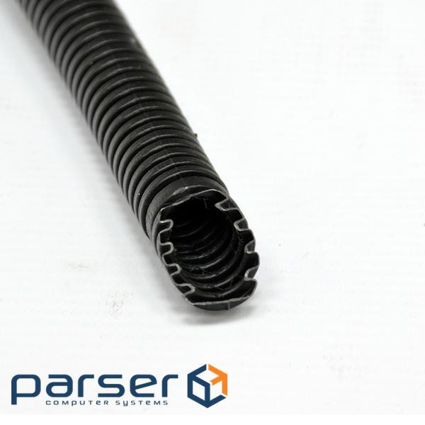 Гофро-труба D16/10.7 мм, PVC внутр./зовнішня з протяжкою, УФ стійка, 50 м, чорна (1416E_F50D Чех)