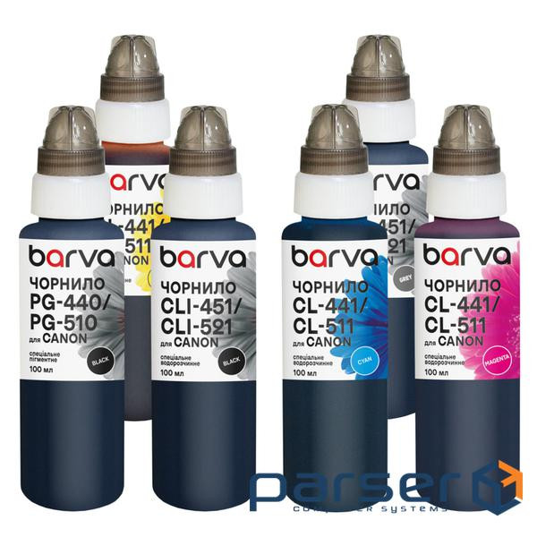 Чорнило Barva Canon PGI-520PGBK pigm + CLI-521BK/C/M/Y/GY 6x100 мл special (CPGI520-100-3MP)
