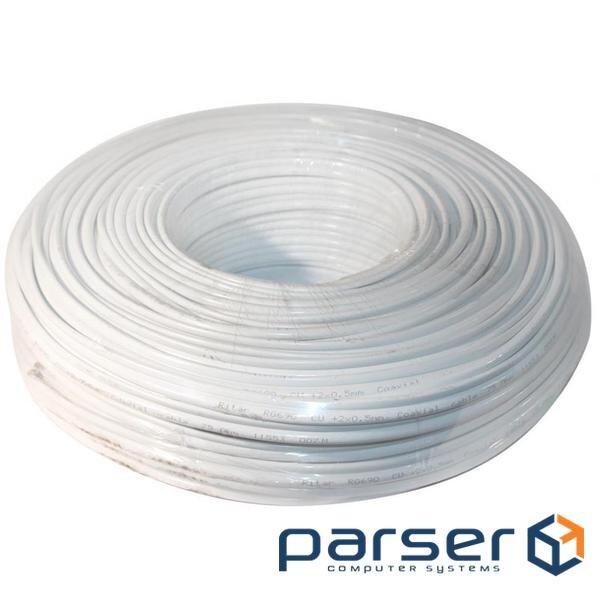 Кабель телевізійний Ritar 1,02 мм.CU, 64x0.12m CCA экран, + 2*0.5 power, бе (RT-W100-RG690+2x0.5mm)