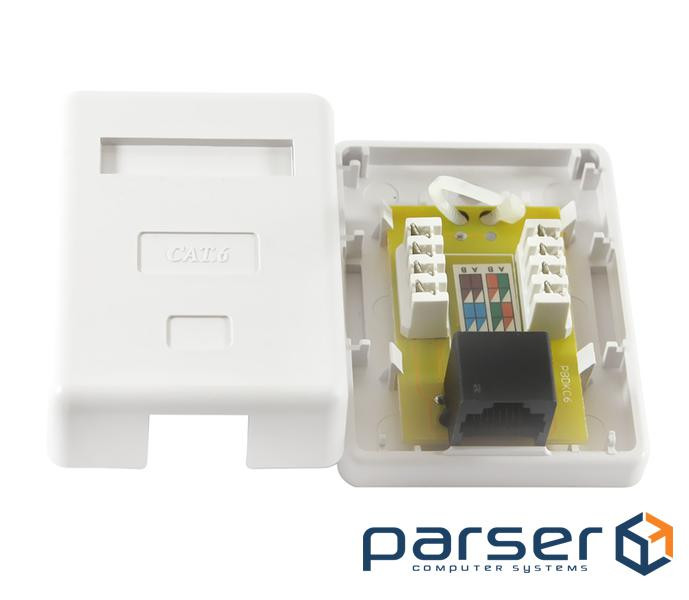Розетка RJ45 (мережева), 1-портова UTP, біла, 6E категорія , Ritar (STR-8P8CRJ45/C6-1)
