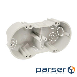 Підрозетник в тверді стіни, подвійний, ПВХ, сірий, 142х70х45мм (KP 64/2_KA) (KP 64/2_KA)