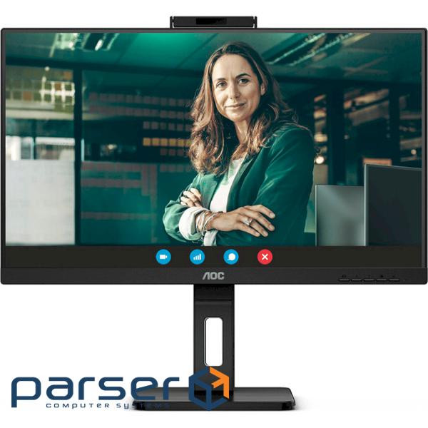 TFT 27''AOC Q27P3QW, QHD, IPS, 75Hz, 2xHDMI, DP, USB-hub, webcam, HAS, Pivot, колонки, чорний 