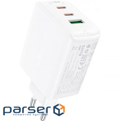Charger ACEFAST A41 Fast Charge Wall Charger GaN PD65W (2xUSB-C+1xUSB-A) White (AFA41W)
