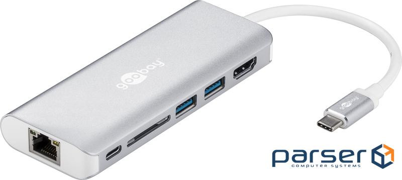 Перехідник мережевий USB Type-C-RJ45 LAN M/F,+(USB3.0)x2 GigaLan,білий (75.07.6788-1) (75.07.6788-1)