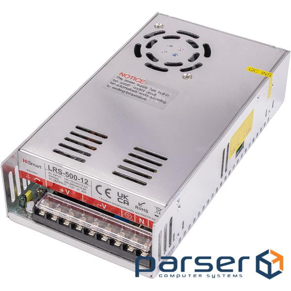 Блок питания HiSmart 12V, 40A, 500W (LRS-500-12)