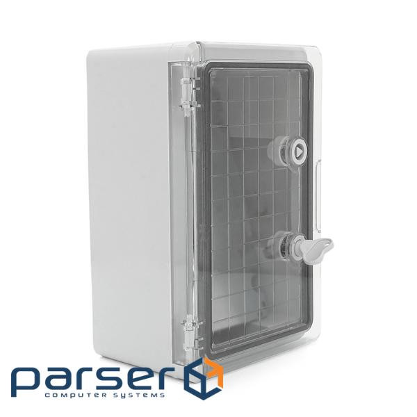 Бокс міцний з ABS пластику з монтажною панеллю 300х200х130, з прозорими дверцятами, IP65 (111515) , IP65 (111515)