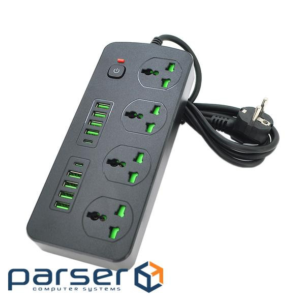 Мережевий фільтр живлення Voltronic TВ-Т91, 4роз, 8*USB+2PD Black (ТВ-Т91-Black)