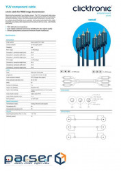 Video-signal cable RCA 3x3 M/M (RGB) 10.0m, Casual D=11.5mm 64xWires Gold24k, blue (75.07.0427-1