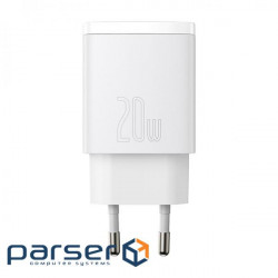 Зарядний пристрій Baseus Compact Quick Charger U+C 20W EU White (CCXJ-B02)
