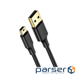 Кабель USB 2.0 AM - miniUSB (5P), 3 м, Black, Ugreen US132, 2A (10386) (10386_US132)