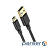 Кабель USB 2.0 AM - miniUSB (5P), 3 м, Black, Ugreen US132, 2A (10386) (10386_US132)