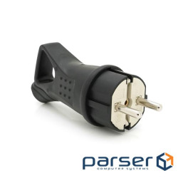 Вилка каучукова із заземленням , 16A 250V 602227, Black