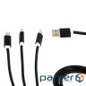Дата кабель USB 2.0 AM to Lightning + Micro 5P + Type-C 1.0m black Cablexpert (CC-USB2-AM31-1M)
