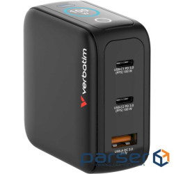 Зарядний пристрій VERBATIM Mini GaN 100W 2xUSB-C, 1xUSB-A, PD3.0, QC3.0 Black (30239)