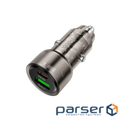 Автомобільний зарядний пристрій HOCO Z52 Spacious PD38W (1C1A) car charger Transpare (6942007601740)