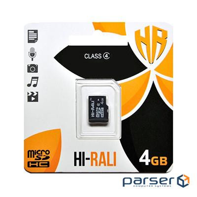 Карта пам'яті HI-RALI micro SDHC 4GB class 4 (без адаптерів ) (HI-4GBSDCL4-00)