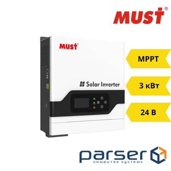Інвертор автономний Must PV18-3224 VPM II 3kW, 24V, 60A MPPT, Voc 145V, AC charger 60A, USB, RS485, Must PV18-3224 VPM II 3kW, 24V, 60A MPPT, Voc 145V, AC charger 60A, USB, RS485,