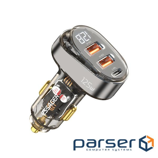 Зарядний пристрій Essager 2xUSB + 1xUSB-C 125W QC3.0/PD3.0 Display Car Charger (ECC2AC-FM12-Z)