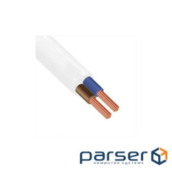 Кабель силовий ЗЗКМ 2х0.5 кв.мм гнучкий, плоский, 100м (ШВВП 2x0,5 ECG)