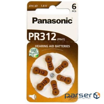 Battery Panasonic PR41 / PR312 (1.4V) * 6 (PR-312/6LB)
