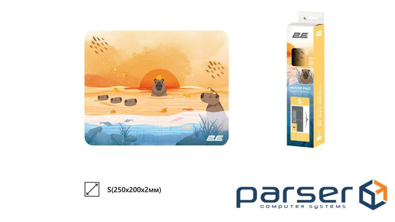 Килимок для миші 2E CAPYBARRA, S(250x200x2мм), жовтий (2E-PAD-S-CAPY-YELLOW) (2E-PAD-S-CAPY-YELLOW)
