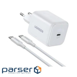 Зарядний пристрій Ugreen USB-C GaN 45W + cable USB-C to USB-C X524 white (65055)