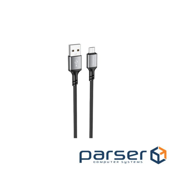 Дата кабель USB 2.0 AM to Micro 5P 1.0m silicone black BOROFONE (6974443386387)