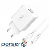 Зарядний пристрій SkyDolphin SC30L (2USB, 2.1A) White (MZP-000112) + кабель Lightning