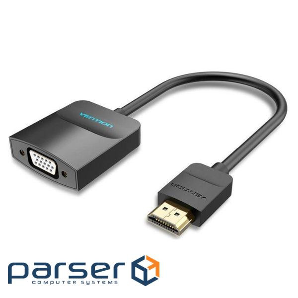 Перехідник HDMI M to VGA F + Micro USB F + 3.5mm F 0.15m black Vention (42161)