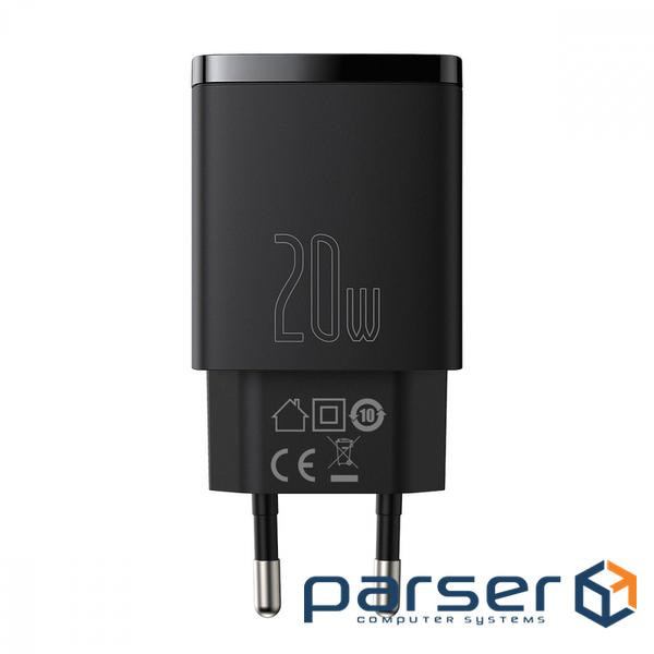 Зарядний пристрій Baseus Compact Quick Charger U+C 20W EU Black (CCXJ-B01)