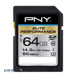 PNY Memory Flash P-SDX64U395-GE 64GB SDHC Cl10 UHS-I/U3 95MBs READ Retail