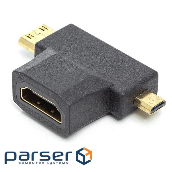 Corner adapter POWERPLANT HDMI - Mini-HDMI/Micro-HDMI Black (CA912056)