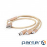 Дата кабель USB 2.0 AM to Lightning + Micro 5P + Type-C 1.0m gold Cablexpert (CC-USB2-AM31-1M-G)
