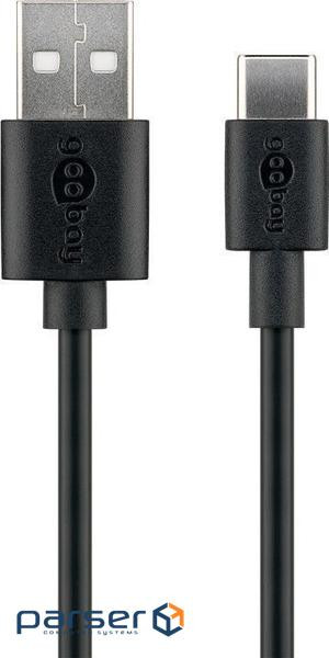 Кабель пристроїв Goobay USB Type-C-2.0A M/M 0.1m,(USB2.0) 3xShield AWG28 D=3.0mm (75.03.8675-1)