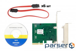 Controller FRIME PCIe x4 to 6xSATAIII, ASM1062+ASM1092 (ECF-PCIETO6SATAIII001.LP)