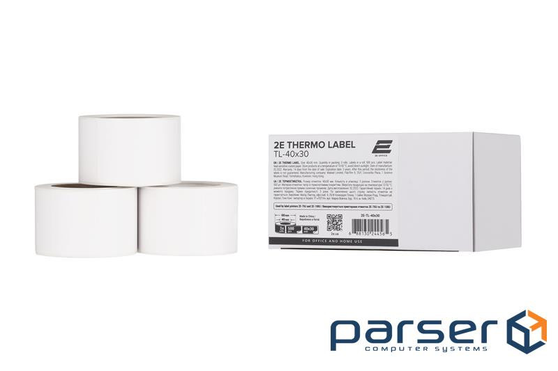 Термоетикетка 2E 40x30мм, 500 етикеток, 3 рулони (2E-TL-40X30)