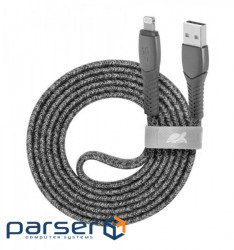 Кабель USB 2.0 Lighting/USB-A, тканинне обплетення, 1.2 м, 3 А, 60 Вт, сірий (PS6108 GR12) (PS6108 GR12)