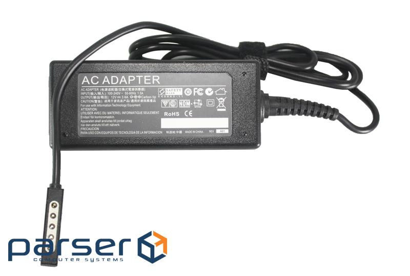 Блок живлення до планшета PowerPlant Microsoft 220V 45W 12V 3.6A (5pin) (MI43ASPE)