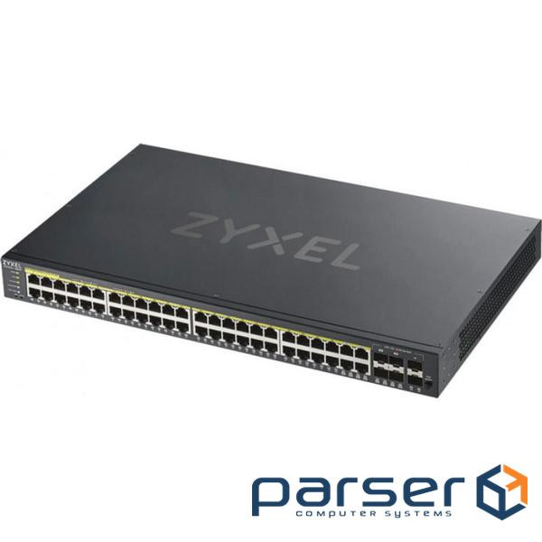 Network switch Cisco SG350X-48-K9-EU Тип - управляемый 3-го уровня, форм-фактор - в стойку, количество портов - 54, порты - SFP+, Gigabit Ethernet, комбинированный, возможность удаленного управления - управляемый, коммутационная способность - 176 Гбит/ с, размер таблицы МАС-адресов - 64000 Кб, корпус - Металический, 48x10/ 100/ 1000TX, 2хSFP+ ZyXel GS192048HPV2-EU0101F