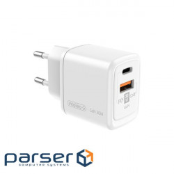 Charger Intaleo 30W GAN USB-C PD+USB-A QC 3.0 white (1283126578274)