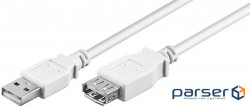 Кабель пристроїв-подовжувач USB2.0 A M/F 3.0m,AWG24+28 2xShielded D=4.0mm Cu,білий (75.09.6199-1) (75.09.6199-1)