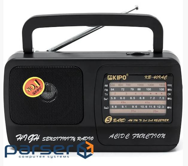 Радіоприймач KIPO KB-408, FM радіо, AUX, корпус пластмас, Black, BOX (MSP-KB-409) , Black, BOX (MSP-KB-409)